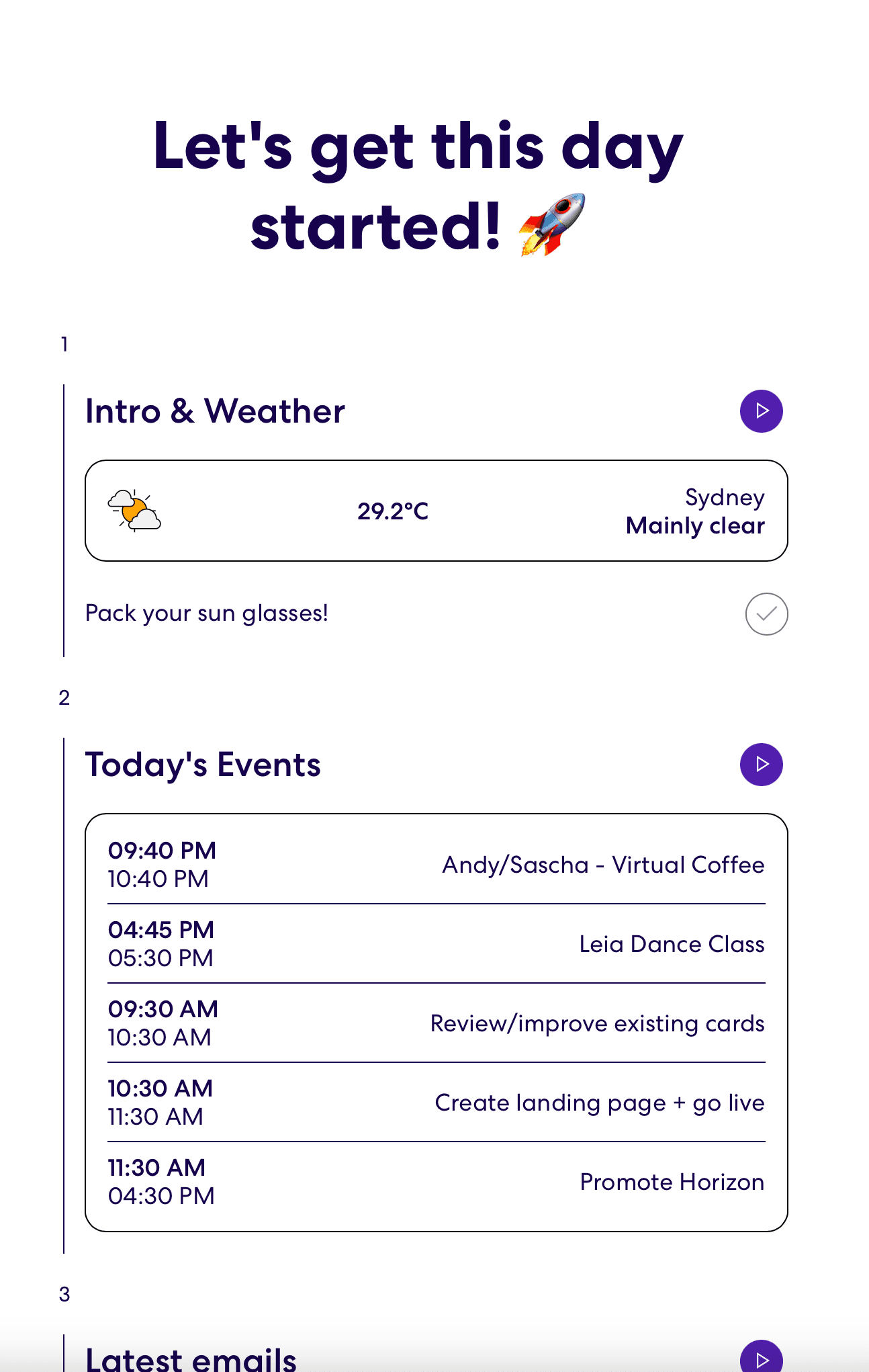 Screenshot of AI Daily Catch Up template